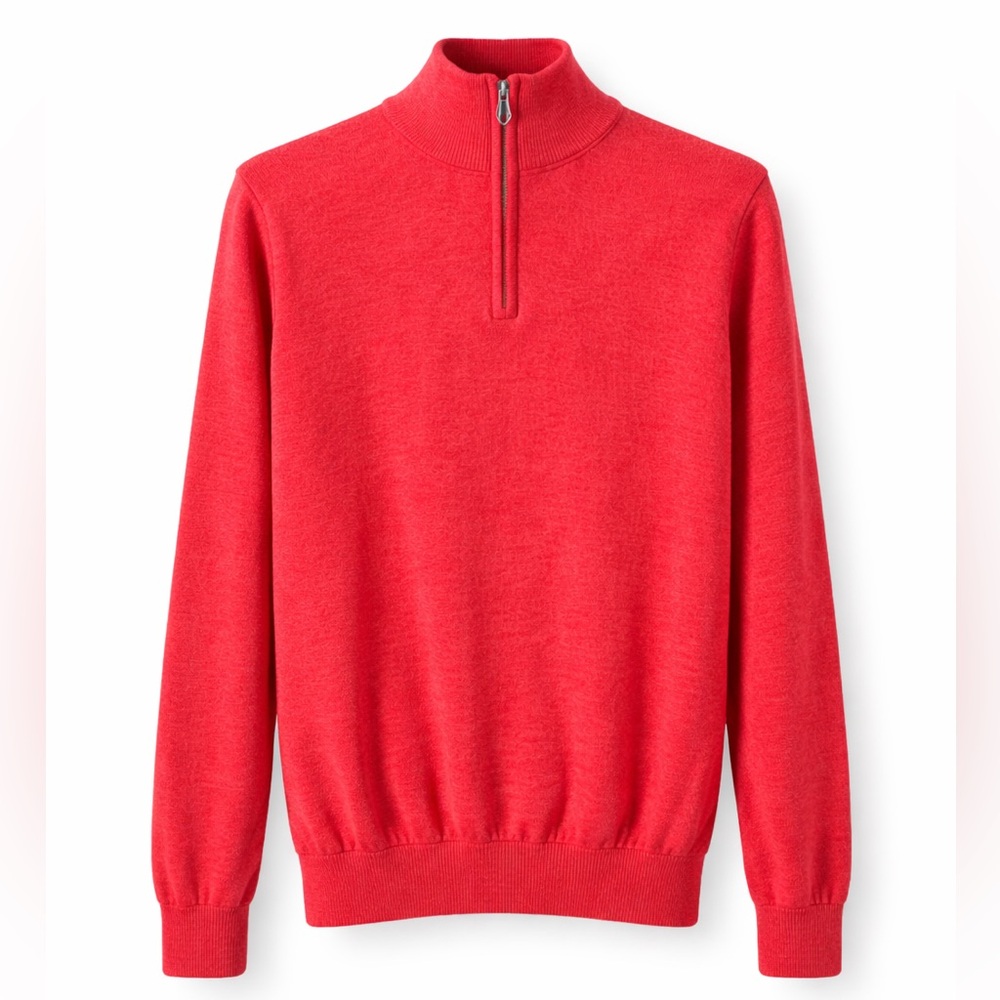Brooks Brothers Italian Merino Wool Quarter Zip Sweater Red Size L